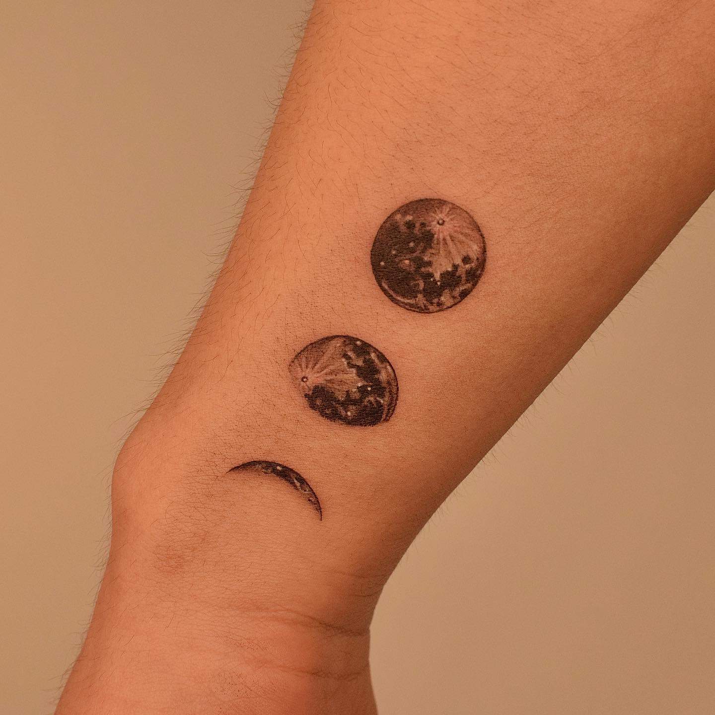Dotwork moon tattoo by tattooer jina