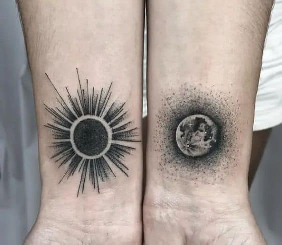Dotwork sun tattoo 1
