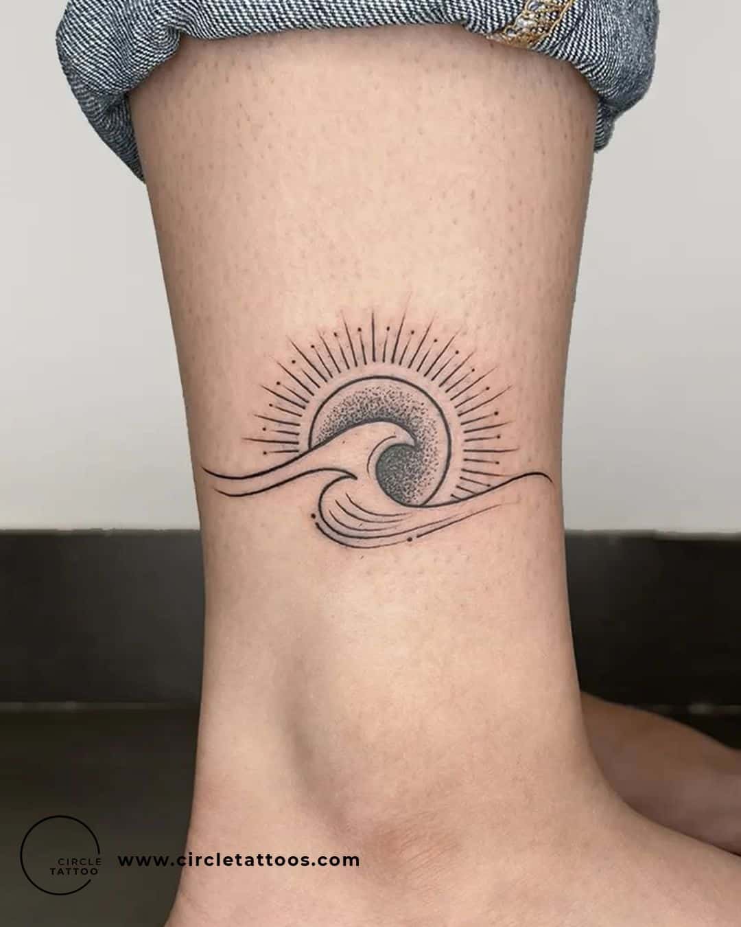 Dotwork sun tattoo by circletattoodadar