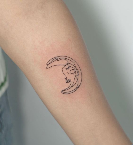 Fineline moon tattoo 1