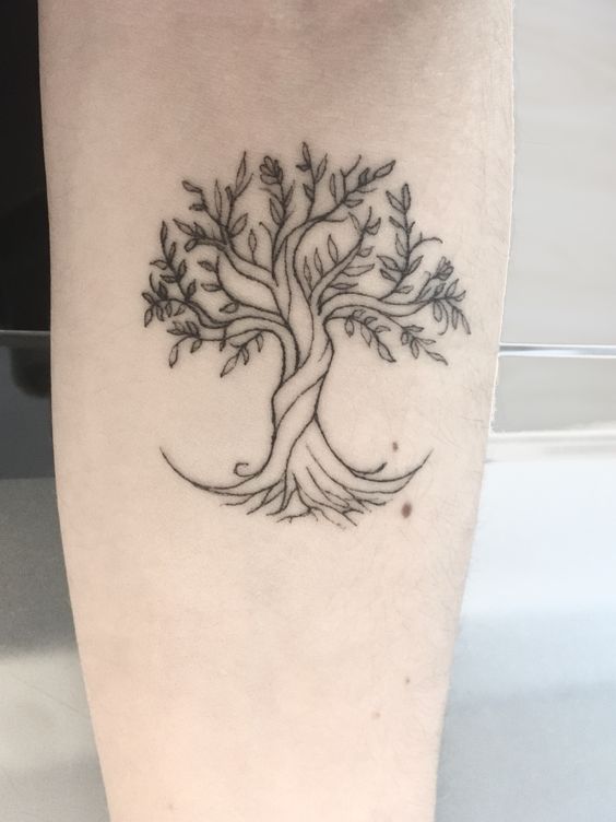 Fineline tree tattoo 1