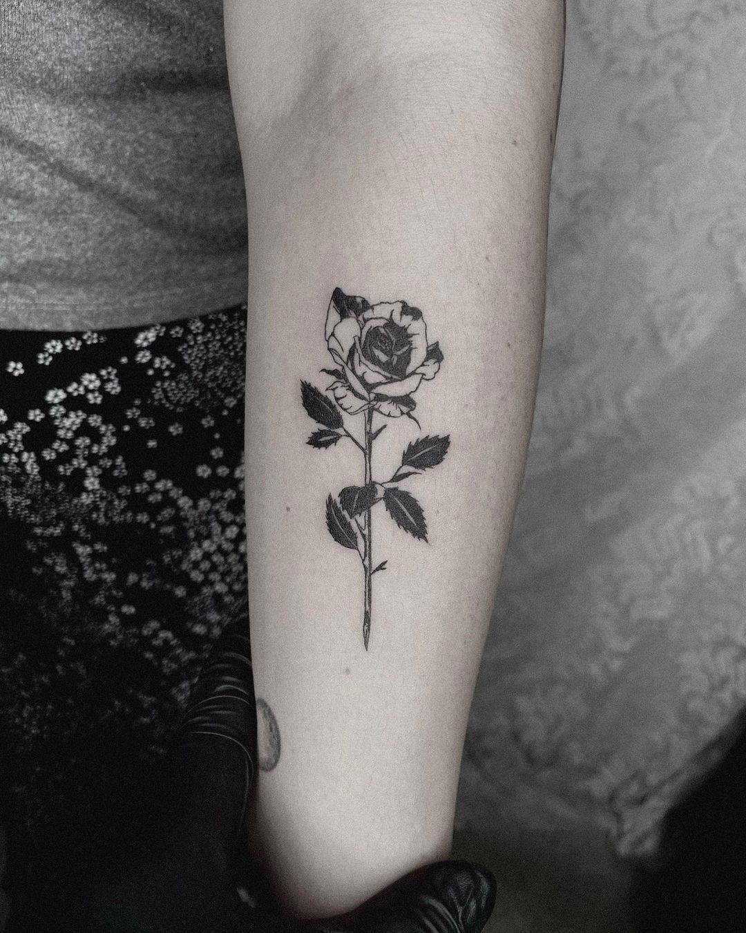 Forearm rose tattoo 1