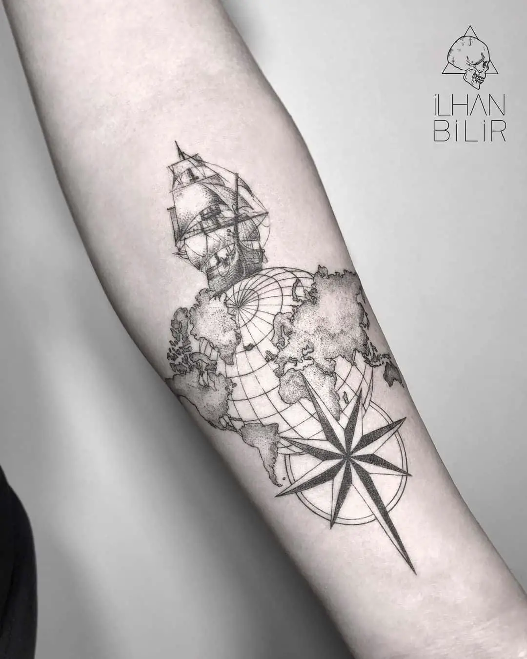Globe tattoo by ilhan bilir