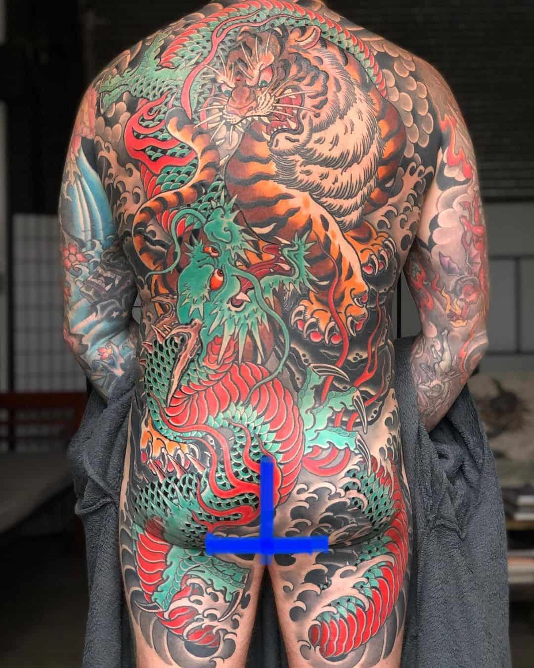 japanese tiger full back tattoo by alex crains