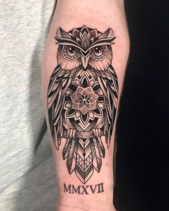 Mandala owl tattoo 3
