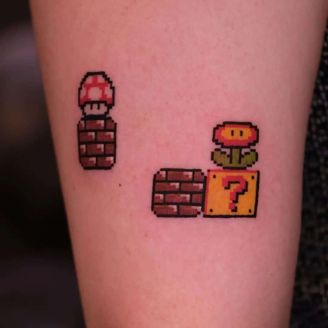 Mario tattoo by videogametatts