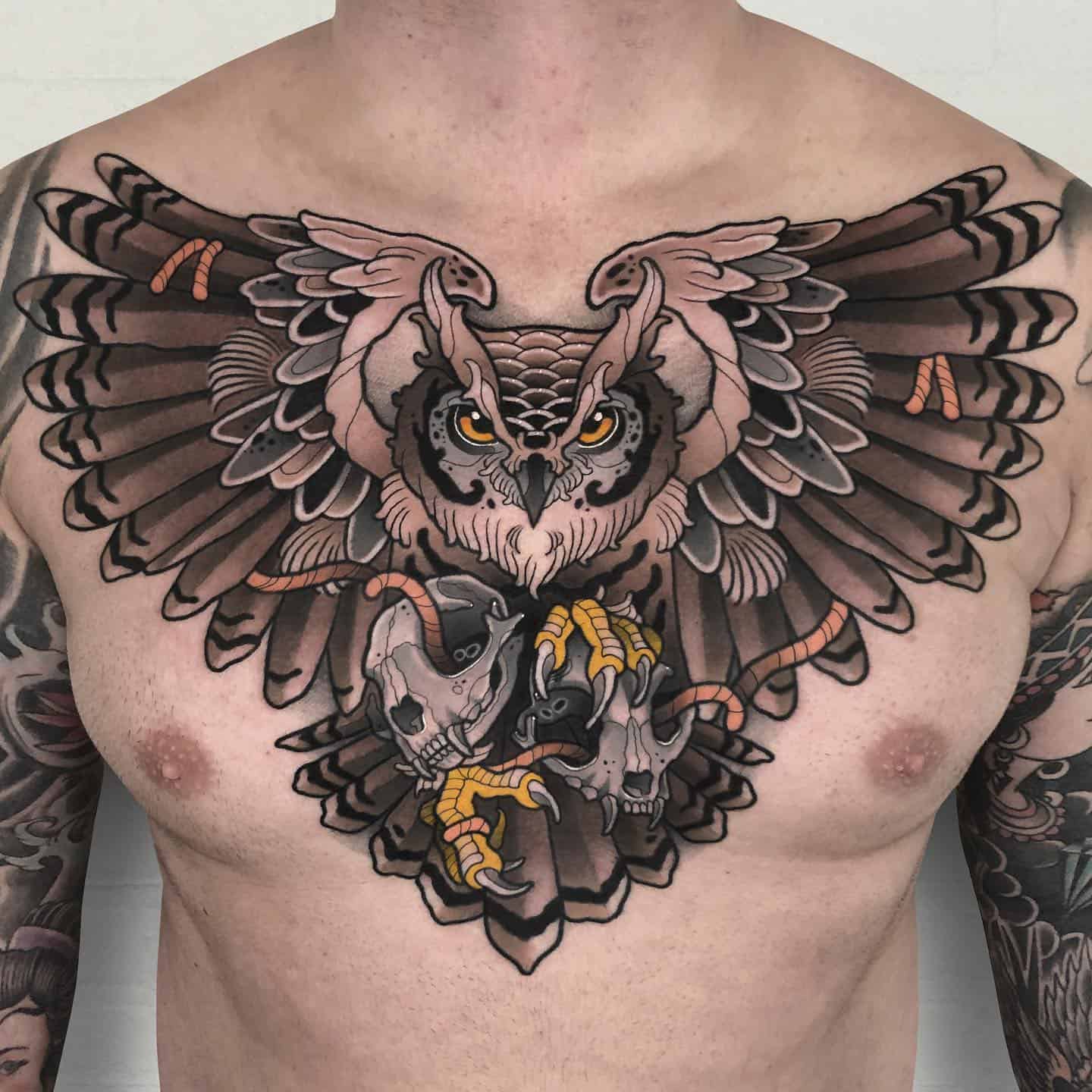 Owl tattoo by jj.neotraditional