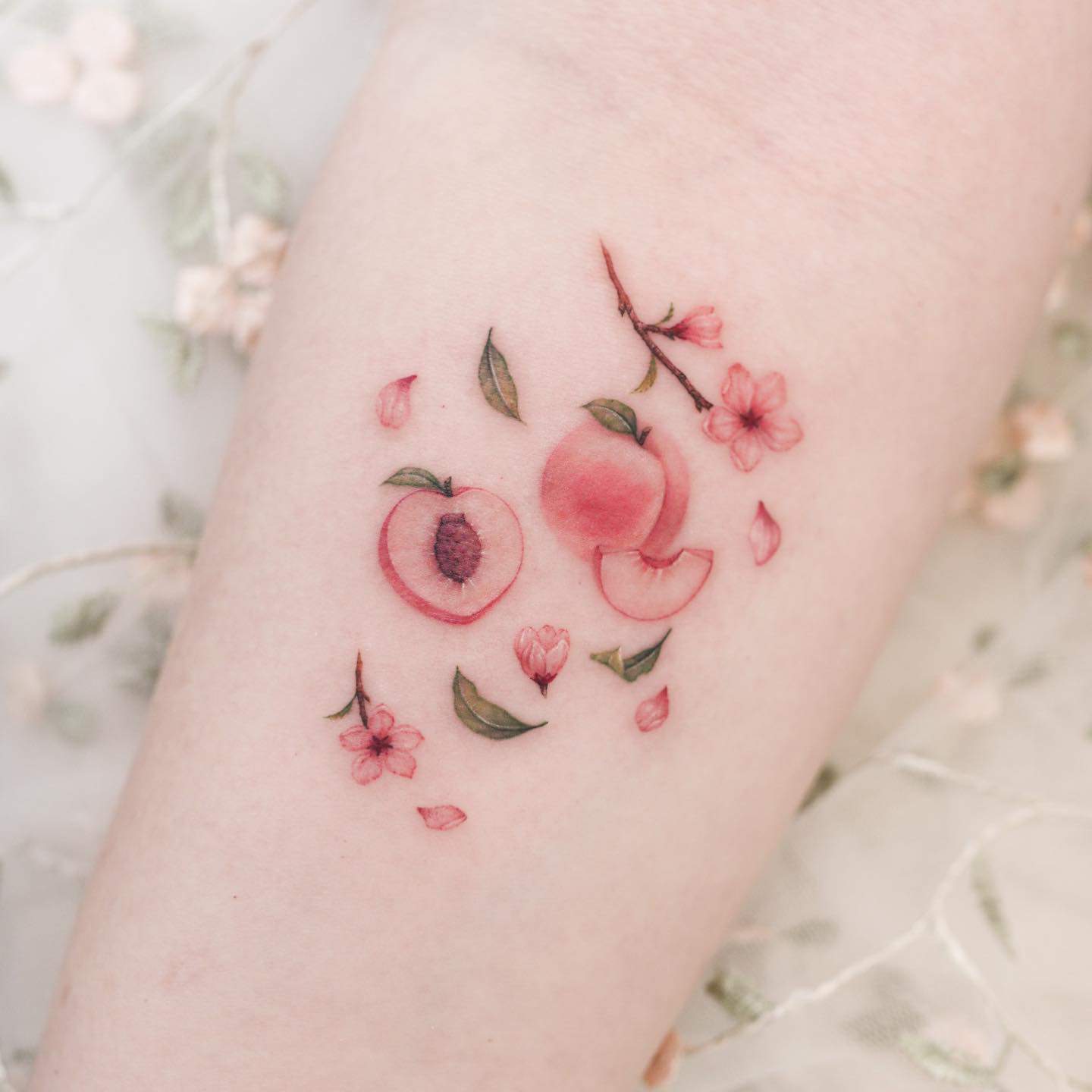 Peach tattoo by tattoo.haneul