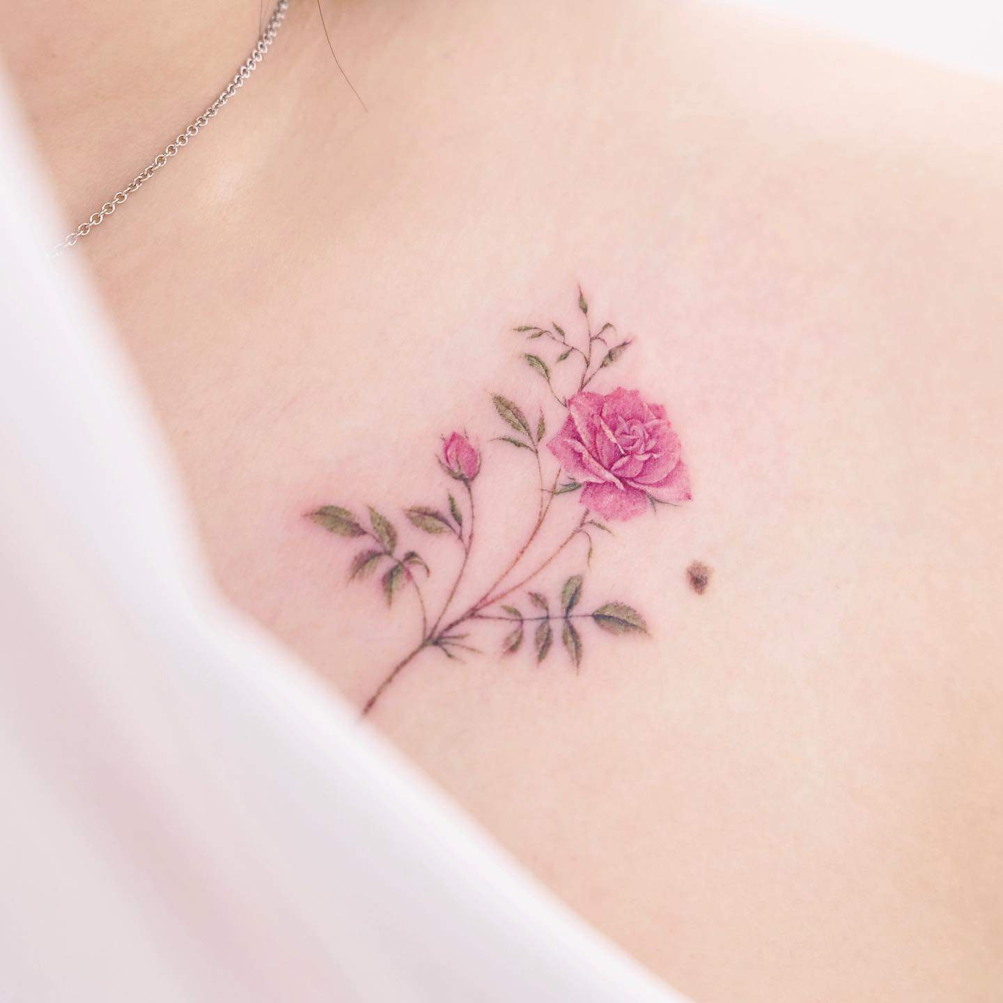 Pink rose tattoo by siyeon tattoo