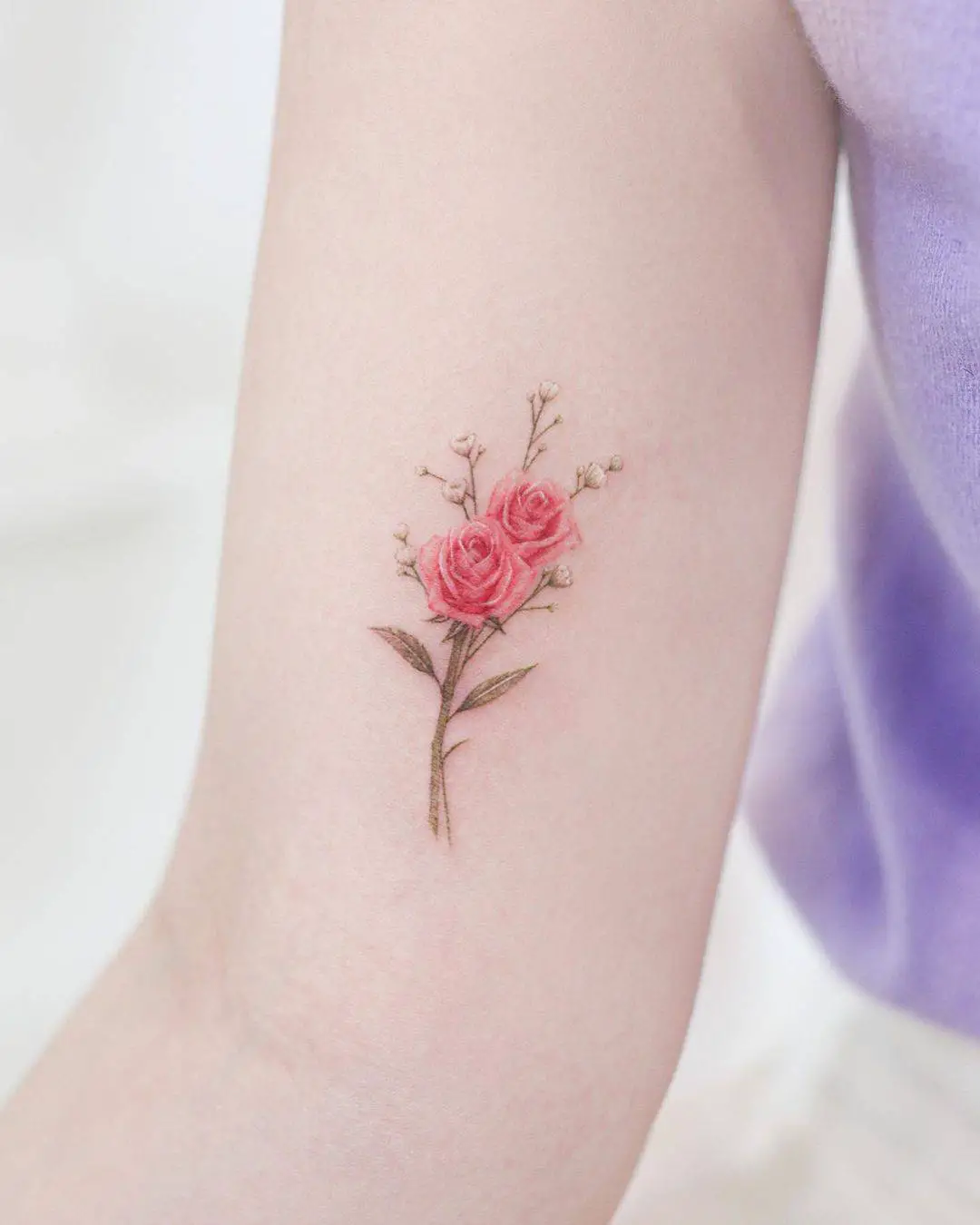 Pink rose tattoo by tattoo.haneul