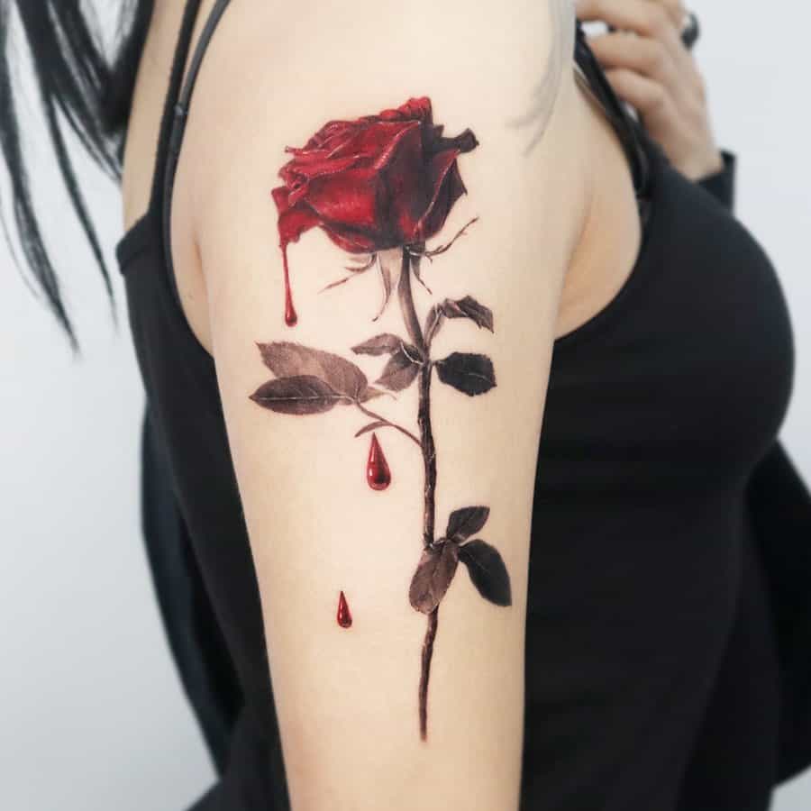 Red rose tattoo by dusi.2