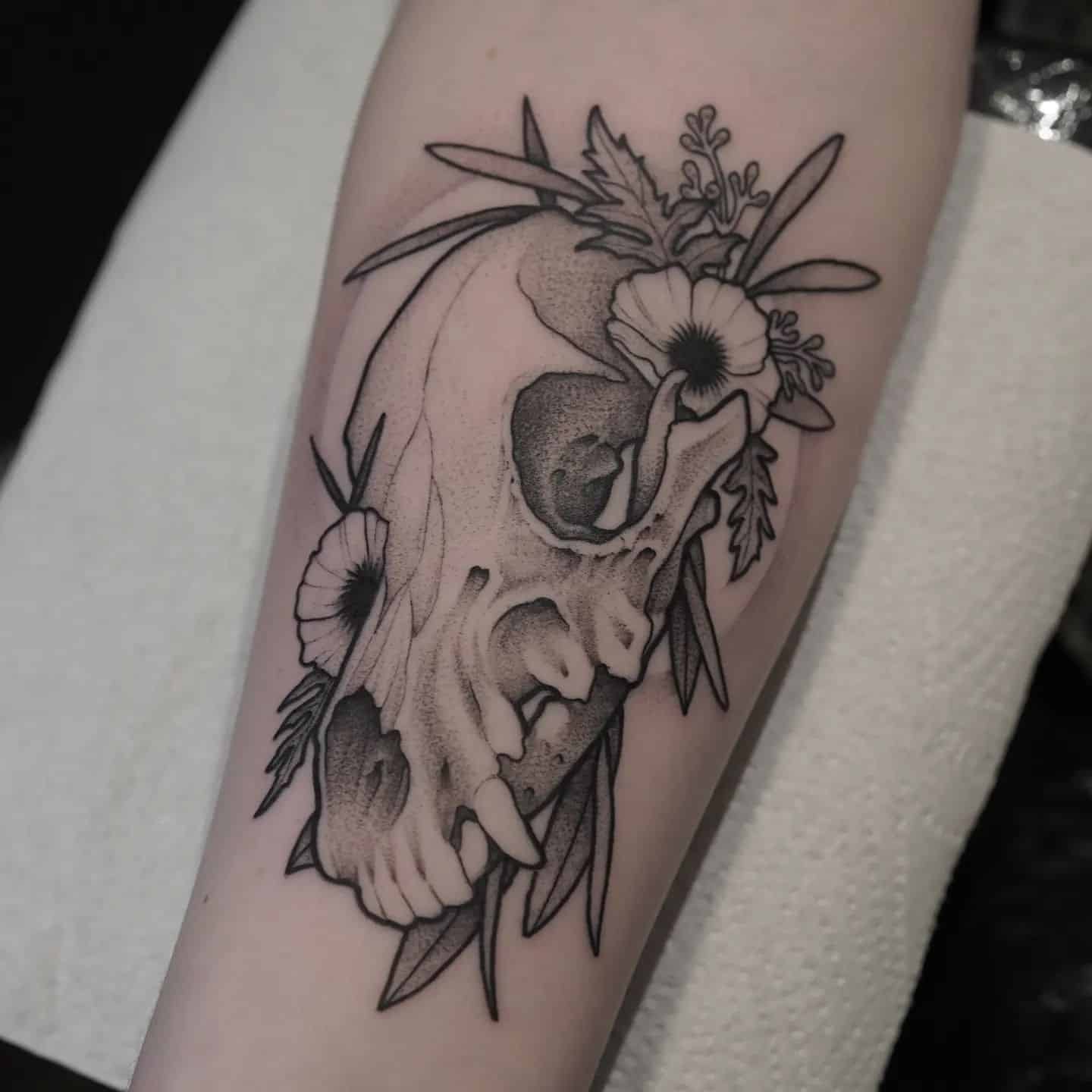 Skull tattoo by matt pettis tattoo