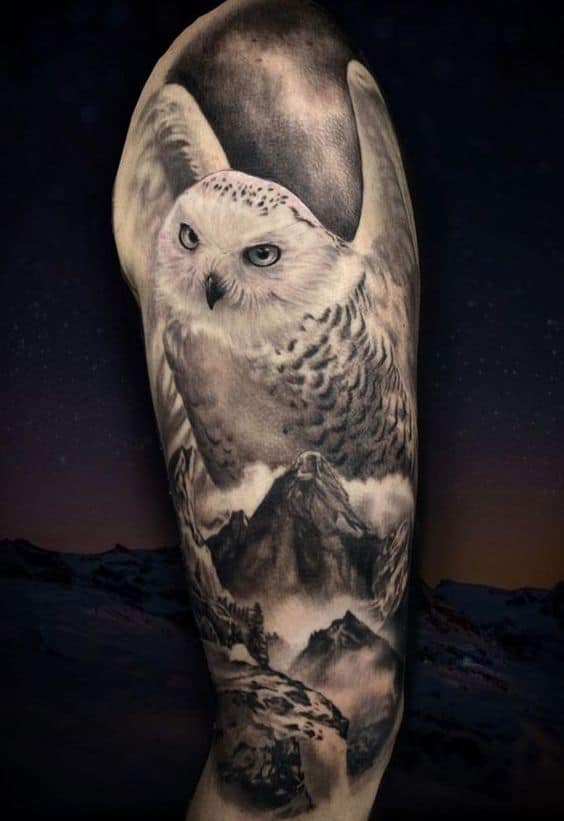 Snowy owl tattoo 1