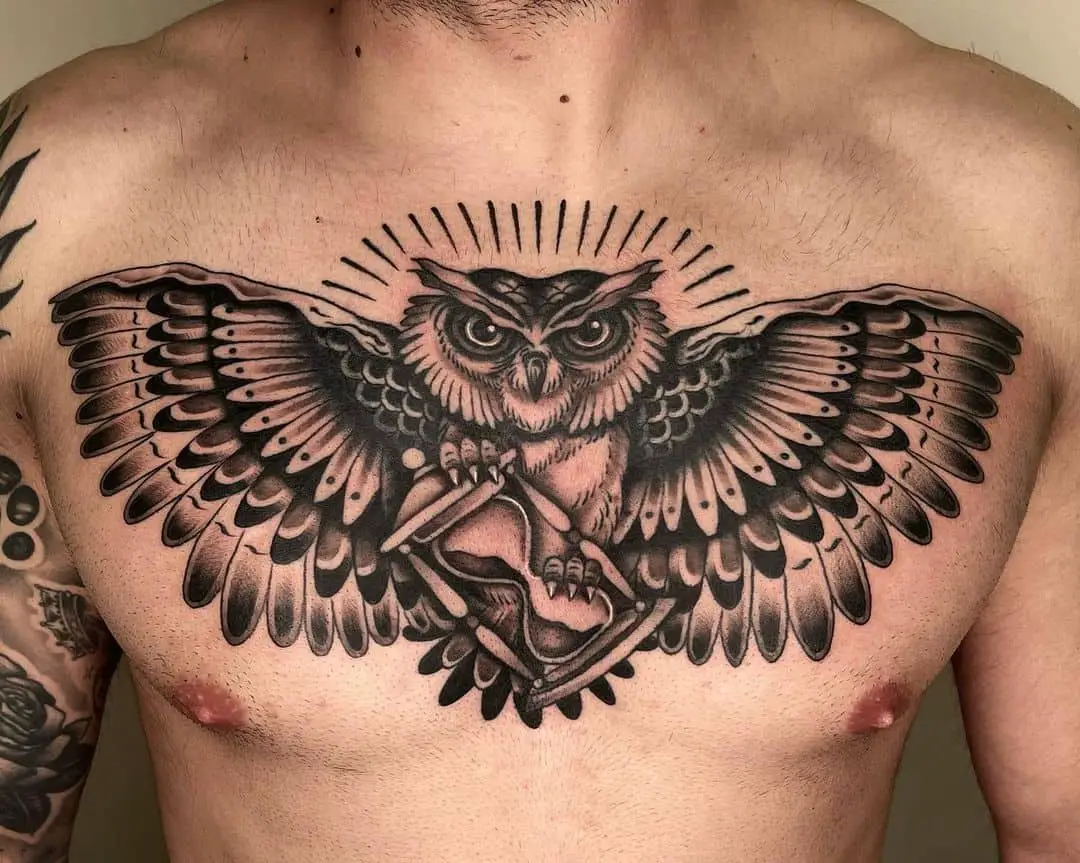 Traditional owl tattoo by asecogarcia