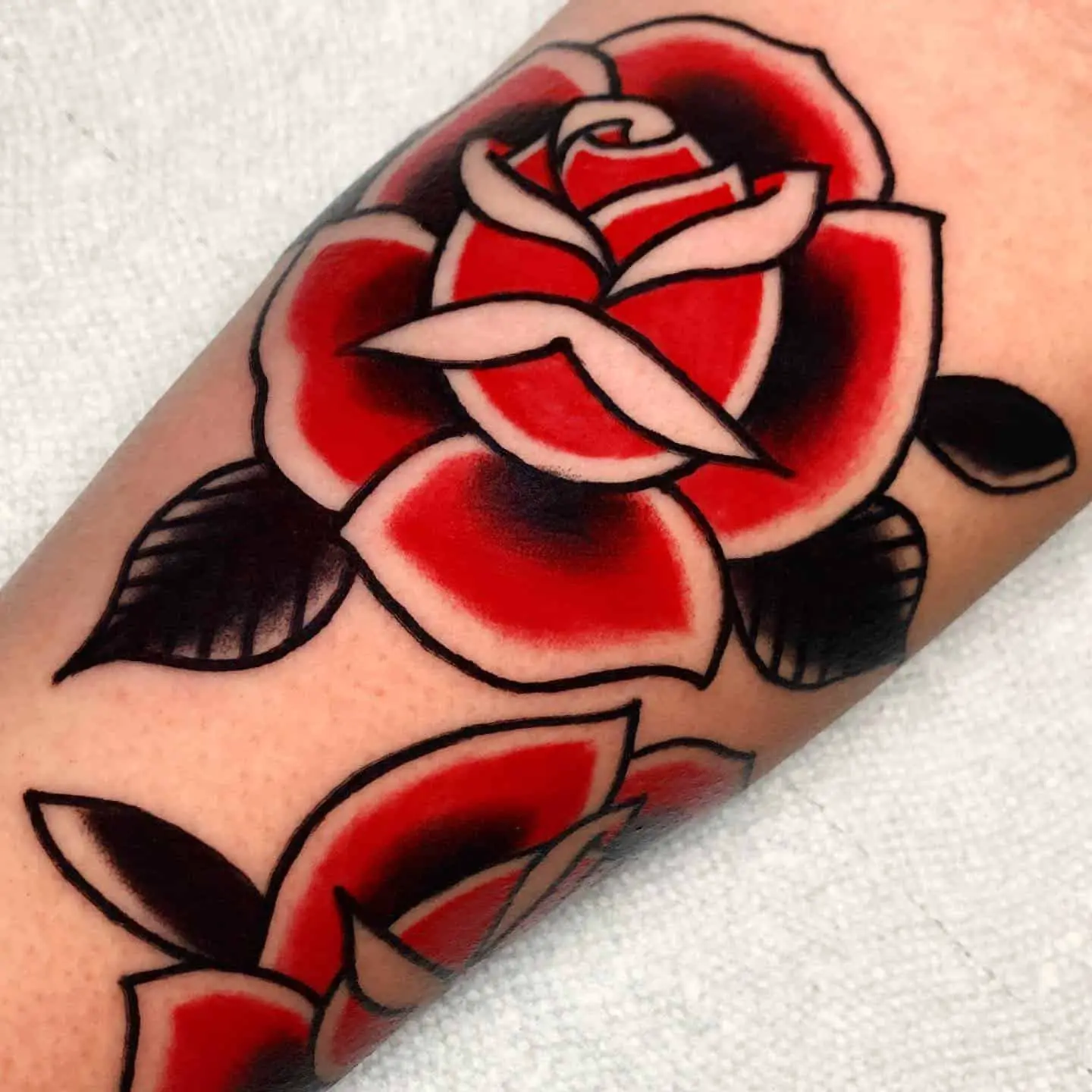 Traditional rose tattoo by ricky mo