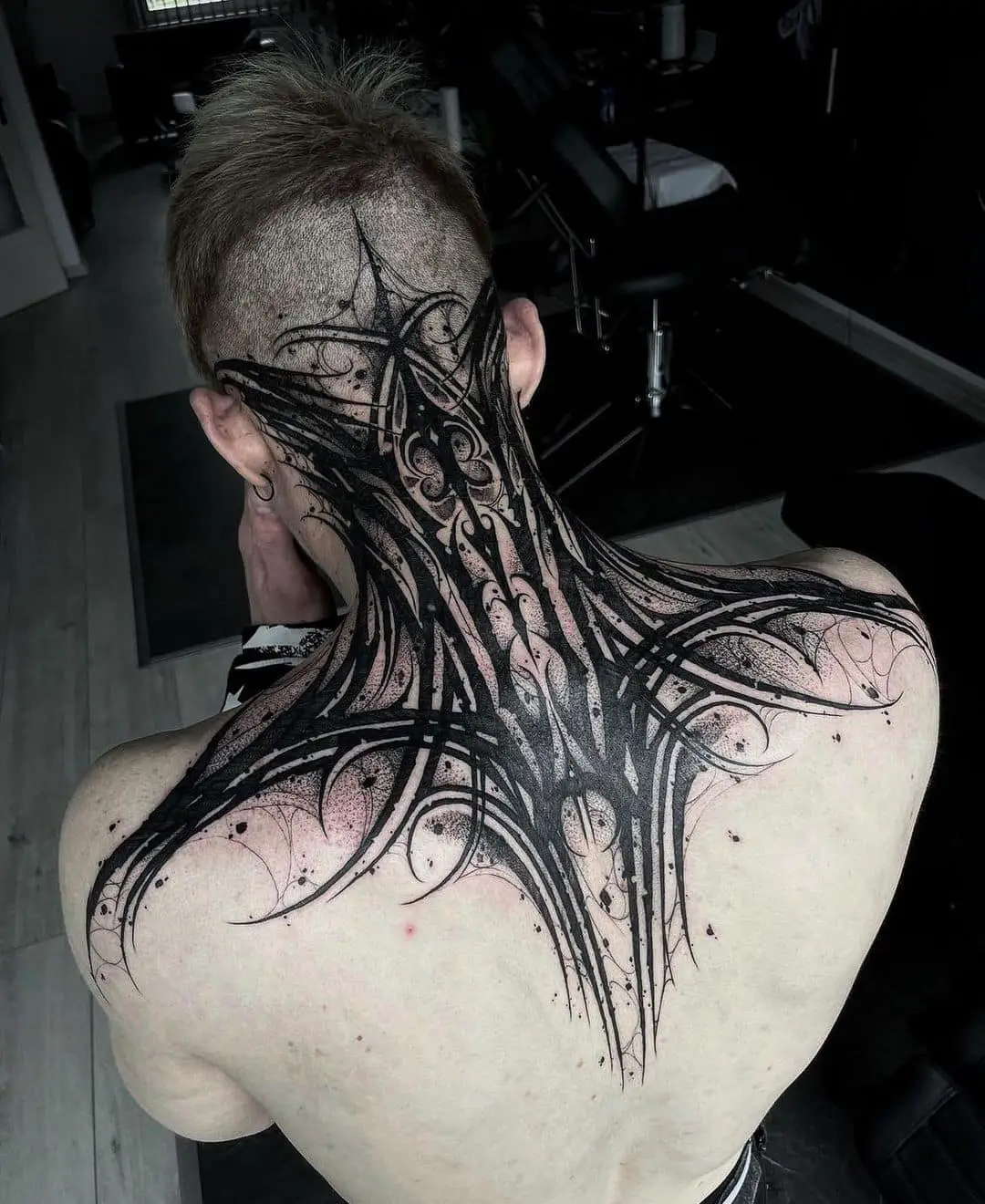 dotwork neck tattoo by dark ornamental666