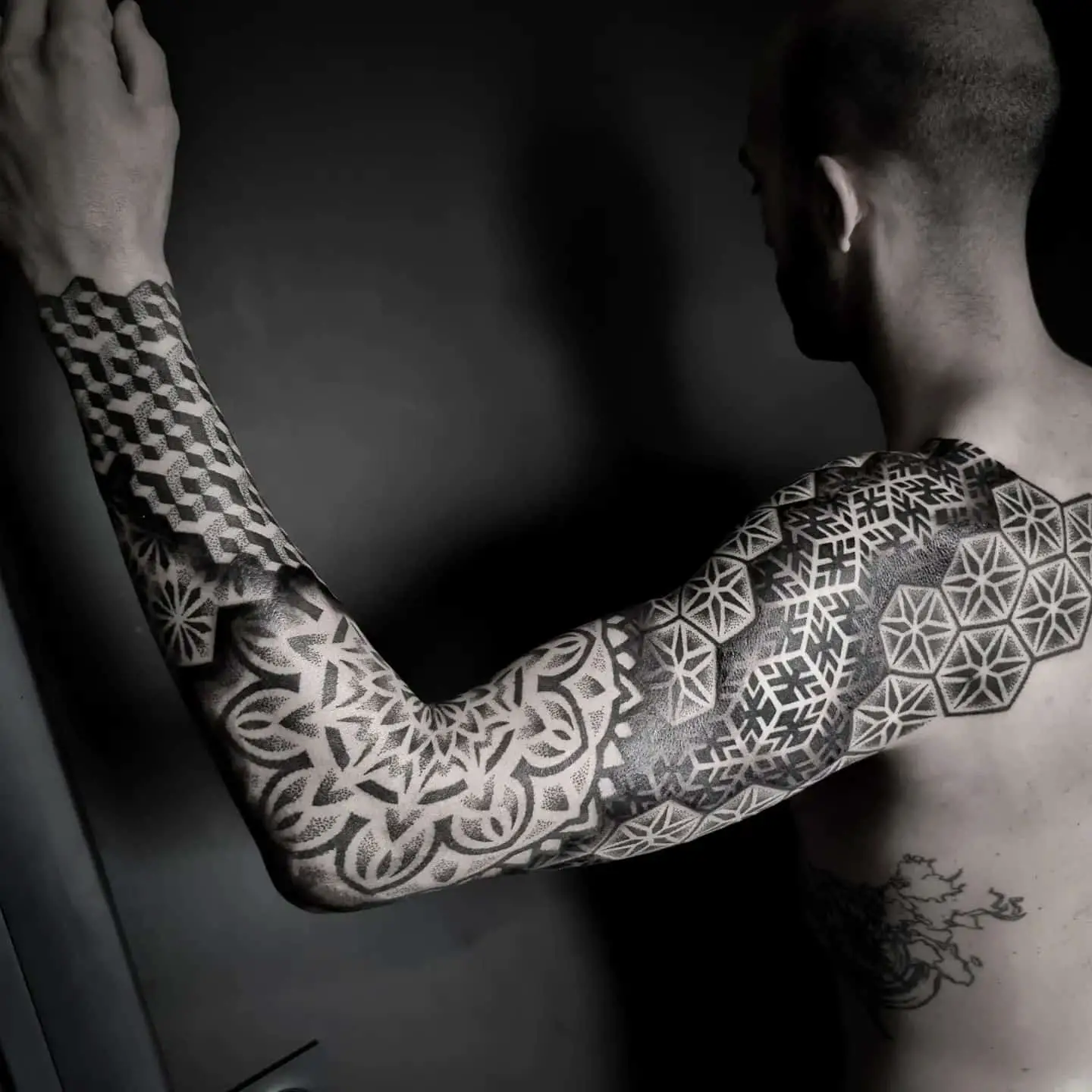 dotwork tattooo on arm by tom