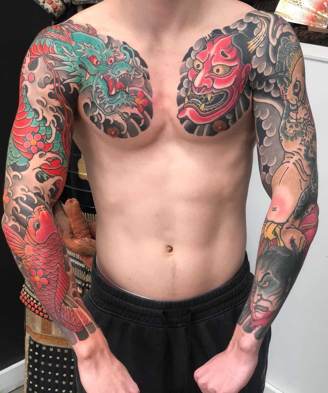 dragon and hanya tattoo arm sleeve tattoo by alex rusty