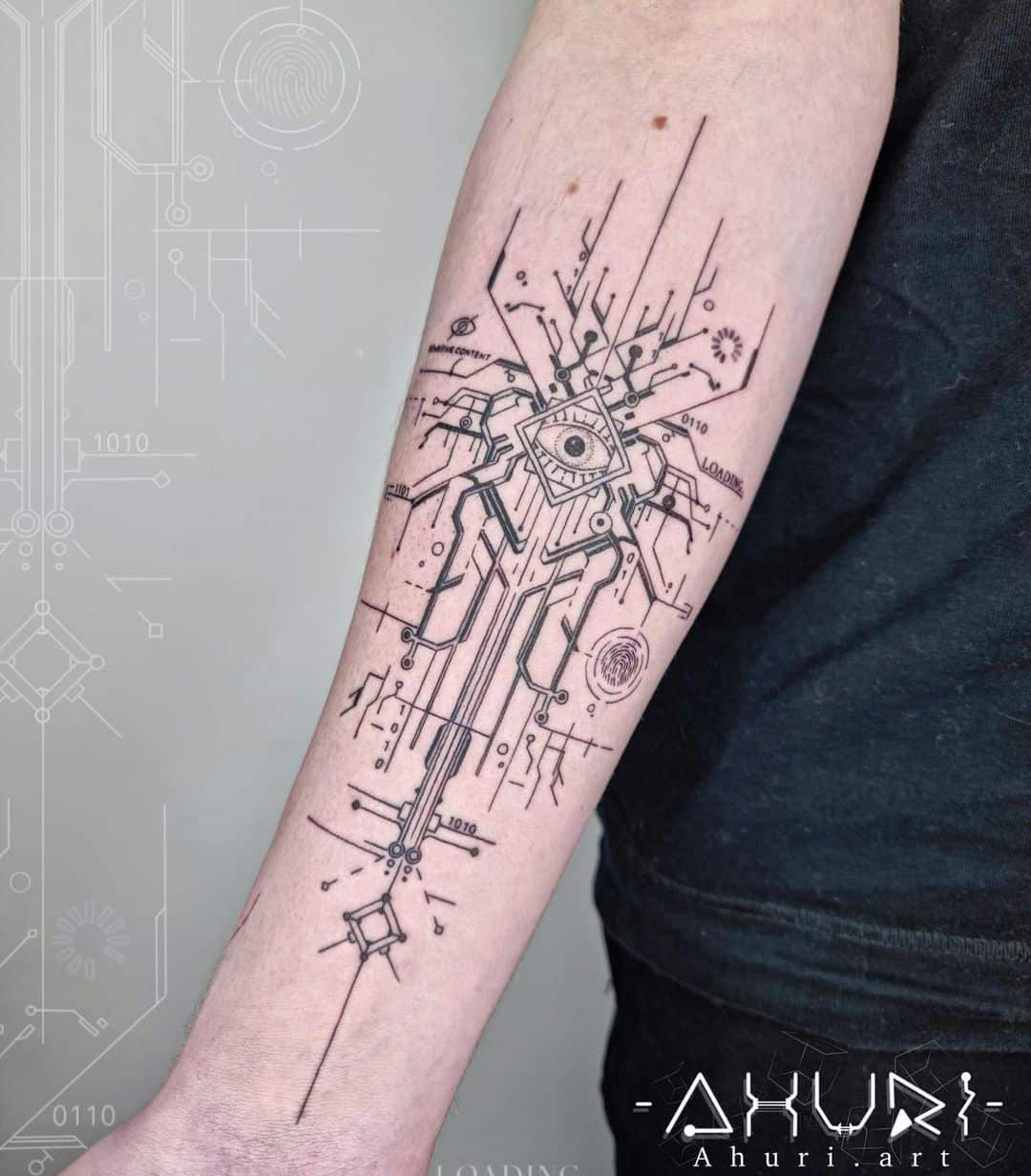 geometric fineline tattoo by ahuri.art