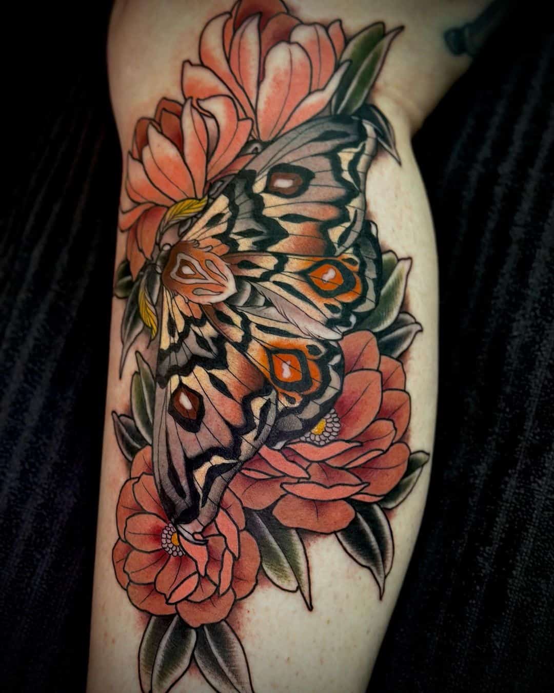 neotrad style tattoo of moth