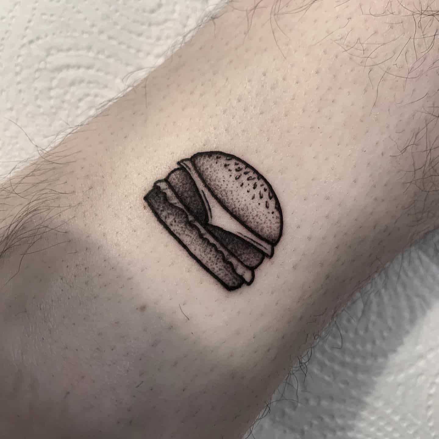 Burger tattoo by laurennruthless