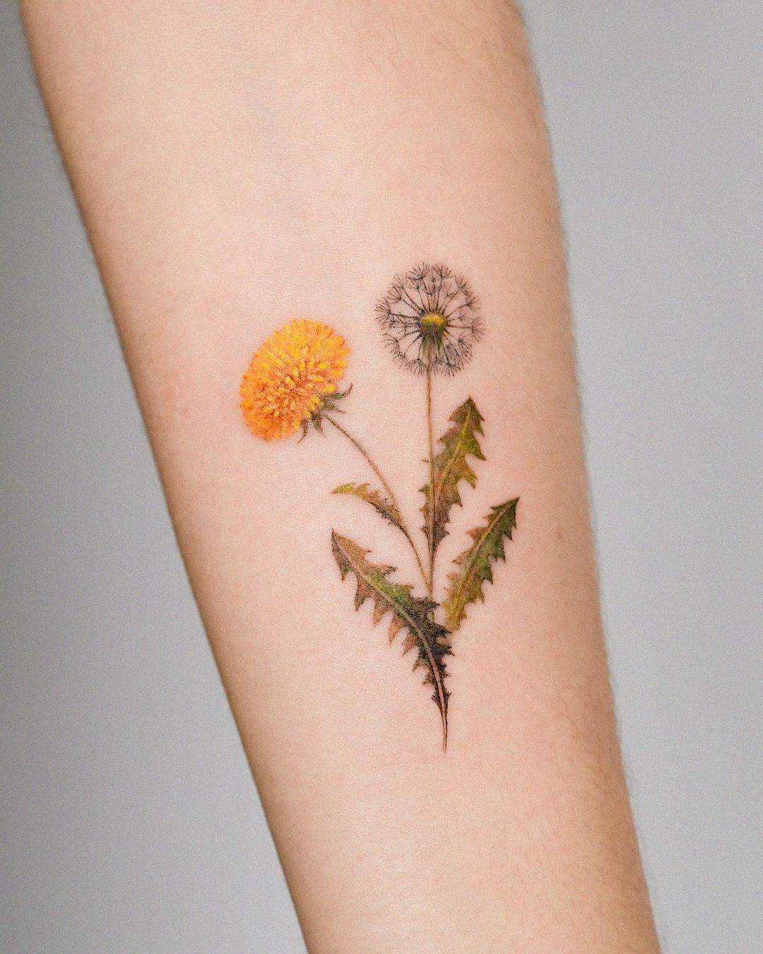 Dandelion tattoo by zihong tattoo
