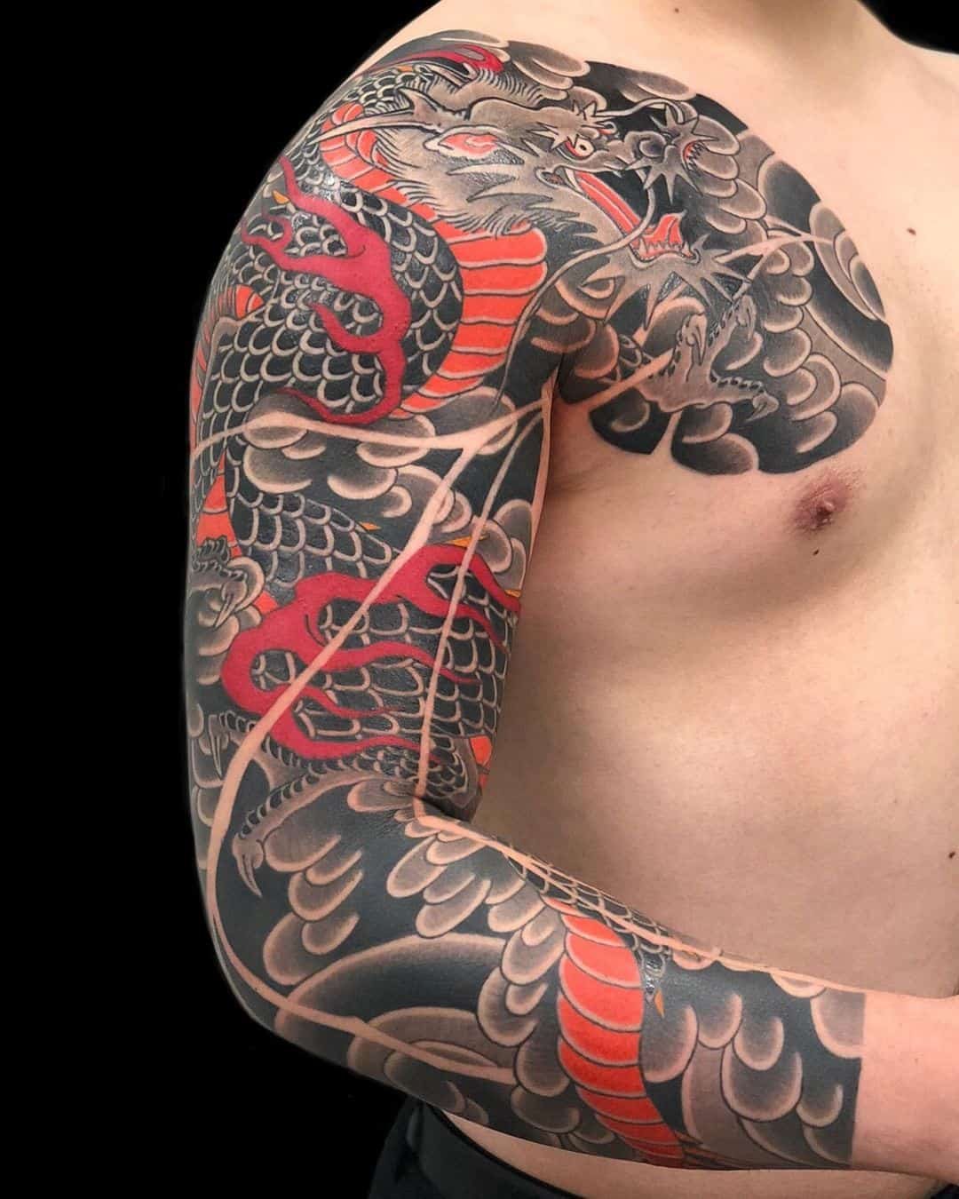 Dragon sleeve tattoo by tato irezumi