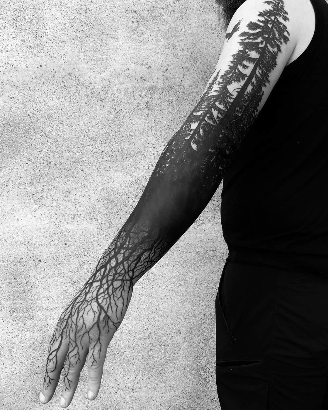Graphic Dark Forest Shoulder Tattoo  Best Tattoo Ideas Gallery