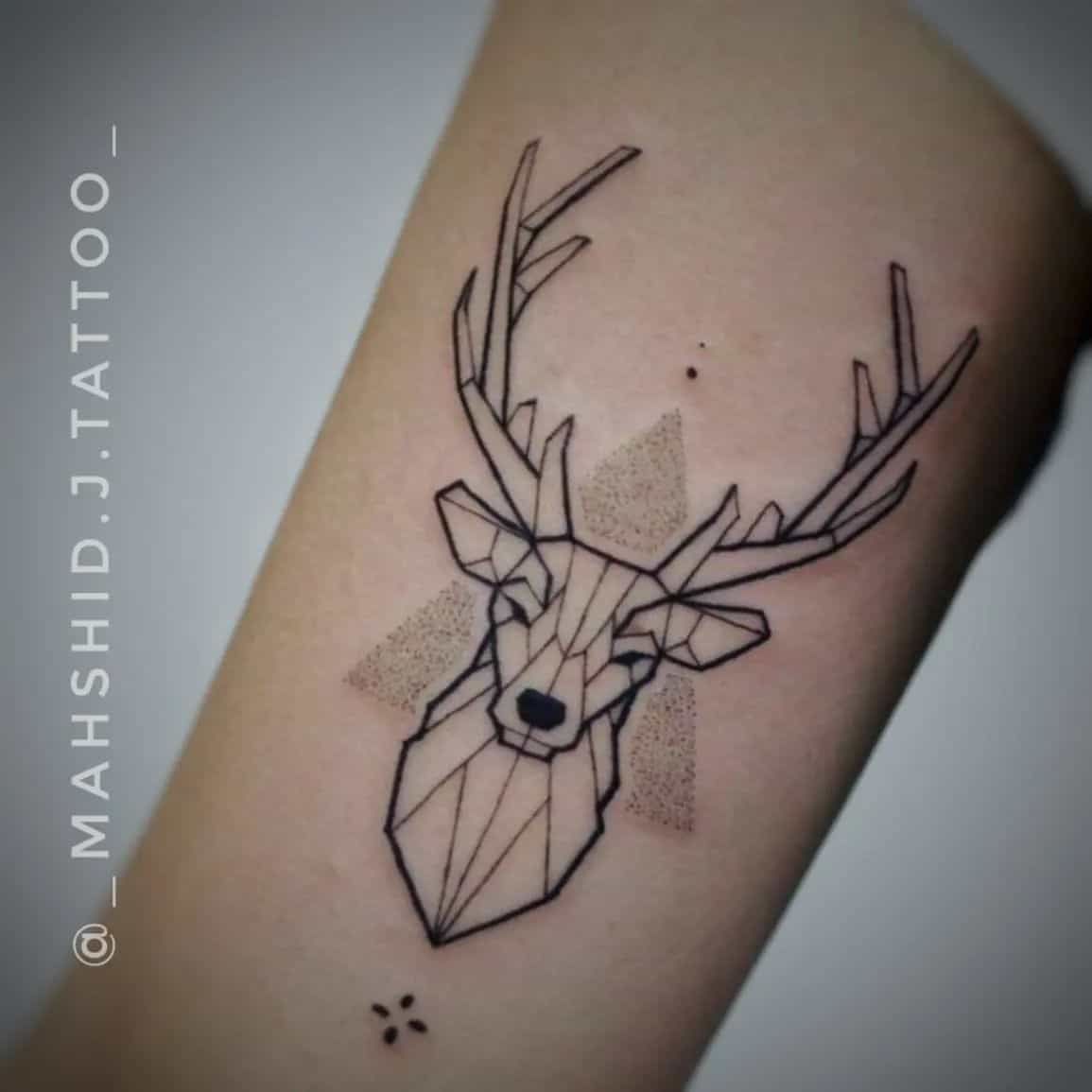Black and Grey Deer Tattoo Design – Tattoos Wizard Designs