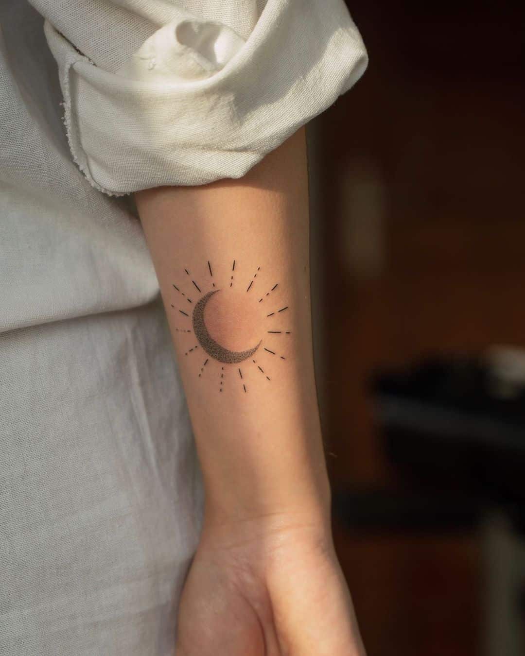 Moon tattoo by babinicz handpoke
