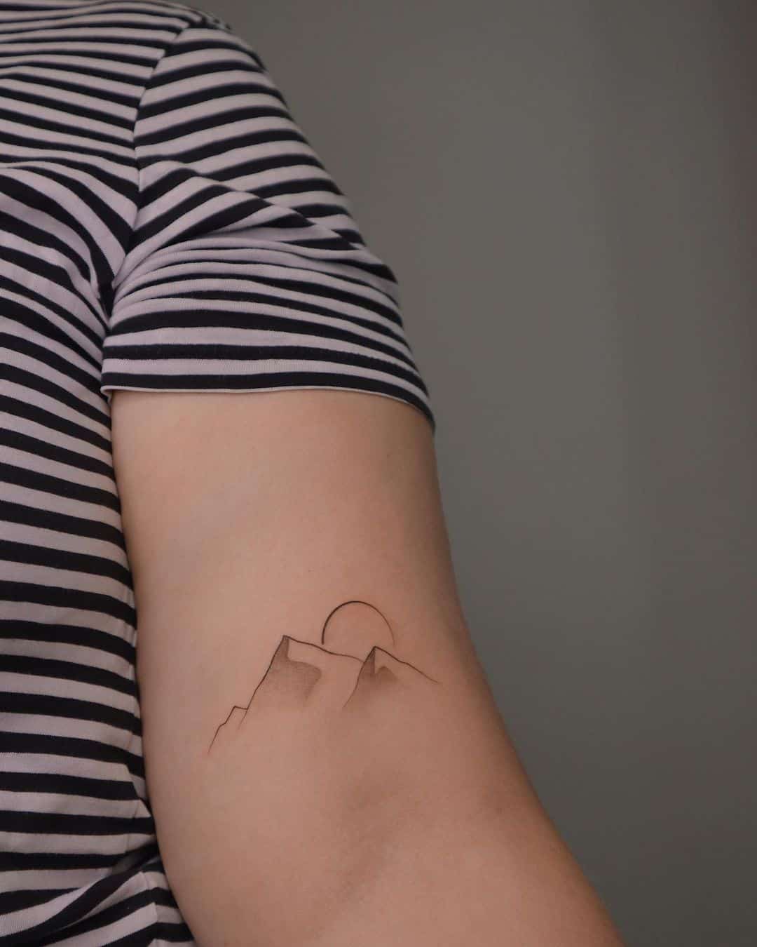 Tattoo uploaded by Xavier • Minimalist mountain tattoo by Vitaly Kazantsev.  #VitalyKazantsev #minimalist #geometric #mountain #geometry #minimalism  #minimalistic • Tattoodo