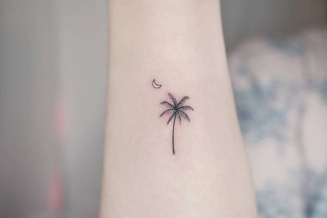 Palm tree tattoo by tattooist namo