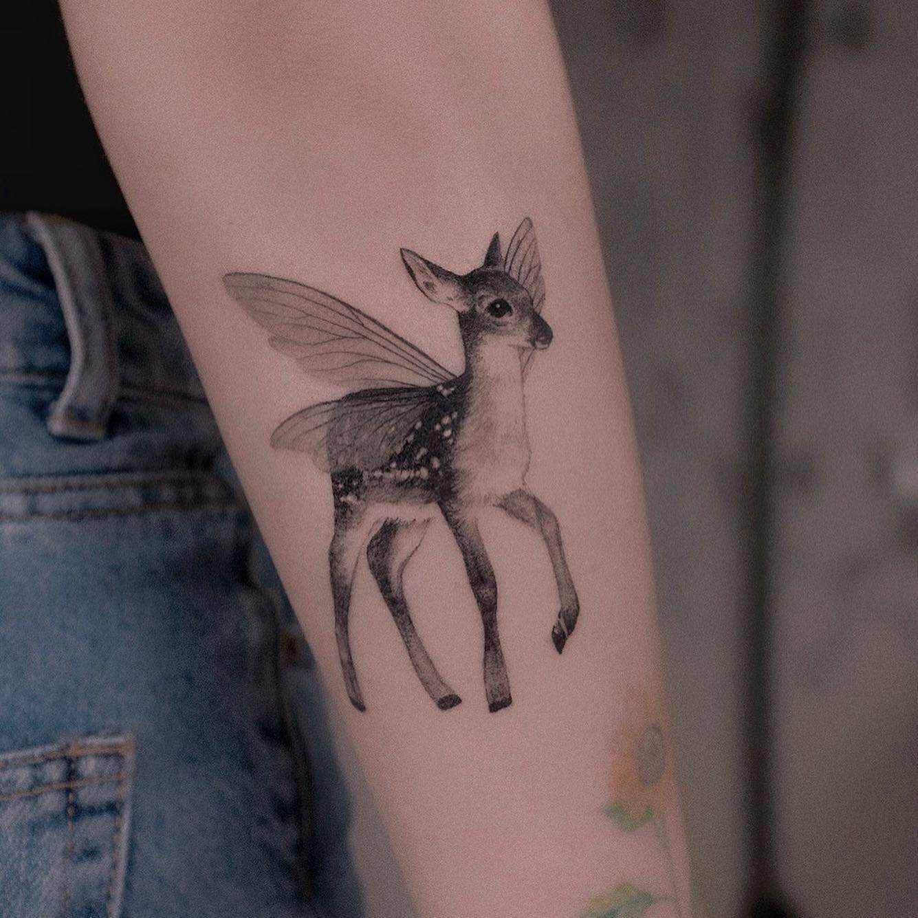 Deer Dotwork Tattoo Design – Tattoos Wizard Designs