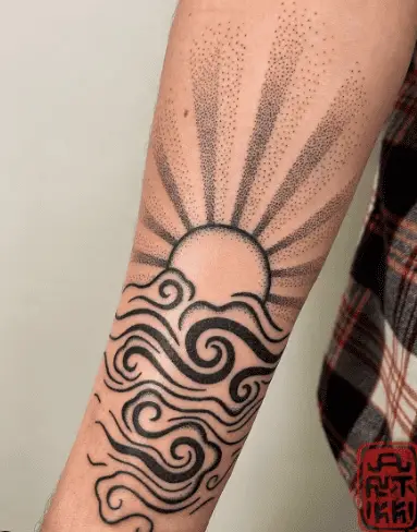 Cloud tattoo on arm by antikki.tattoo