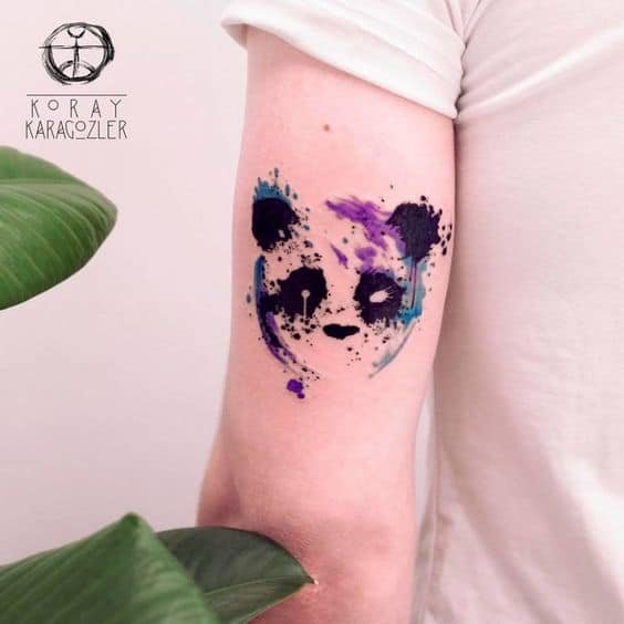 Colorful panda tattoo 1