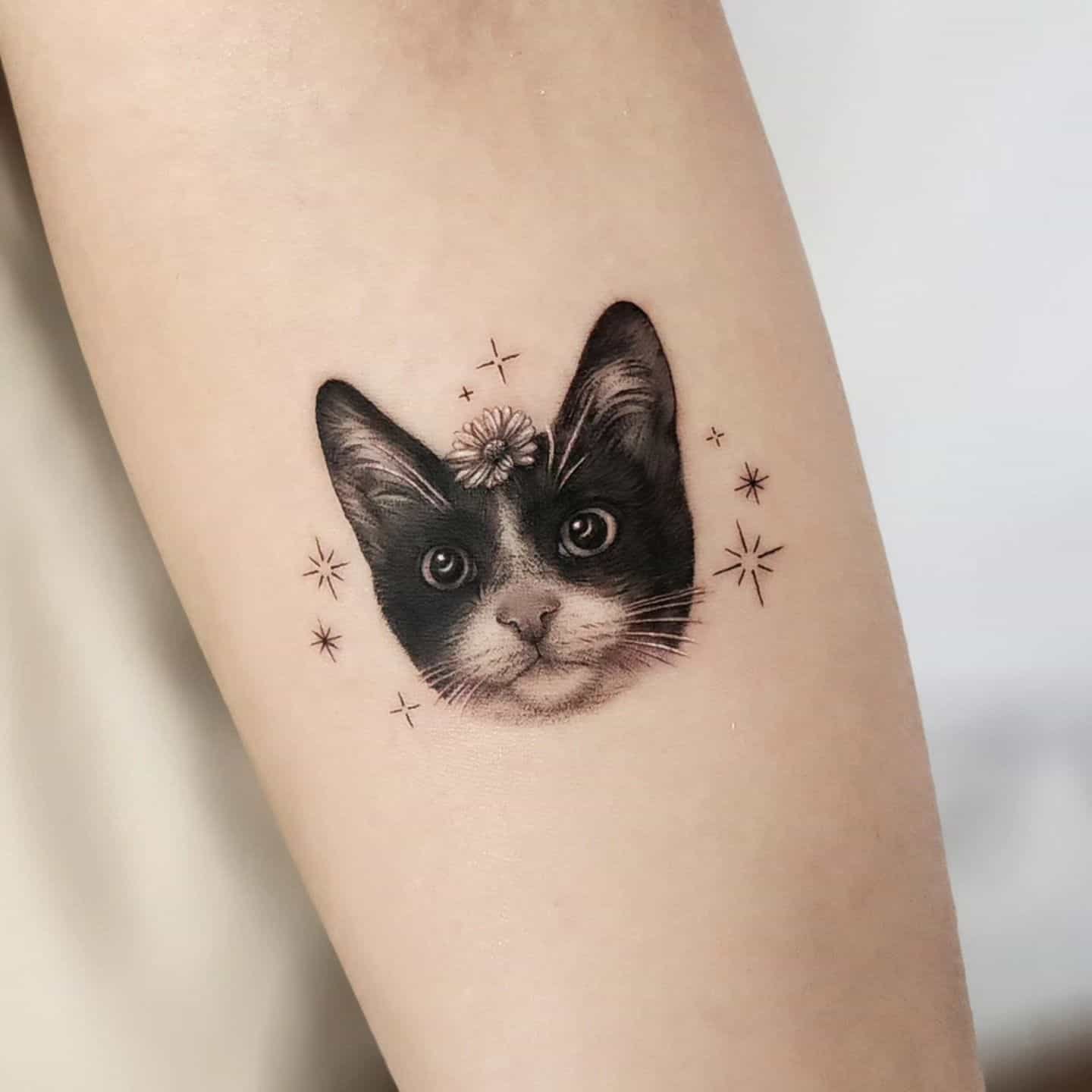 Cute cat tattoo design by cien ink