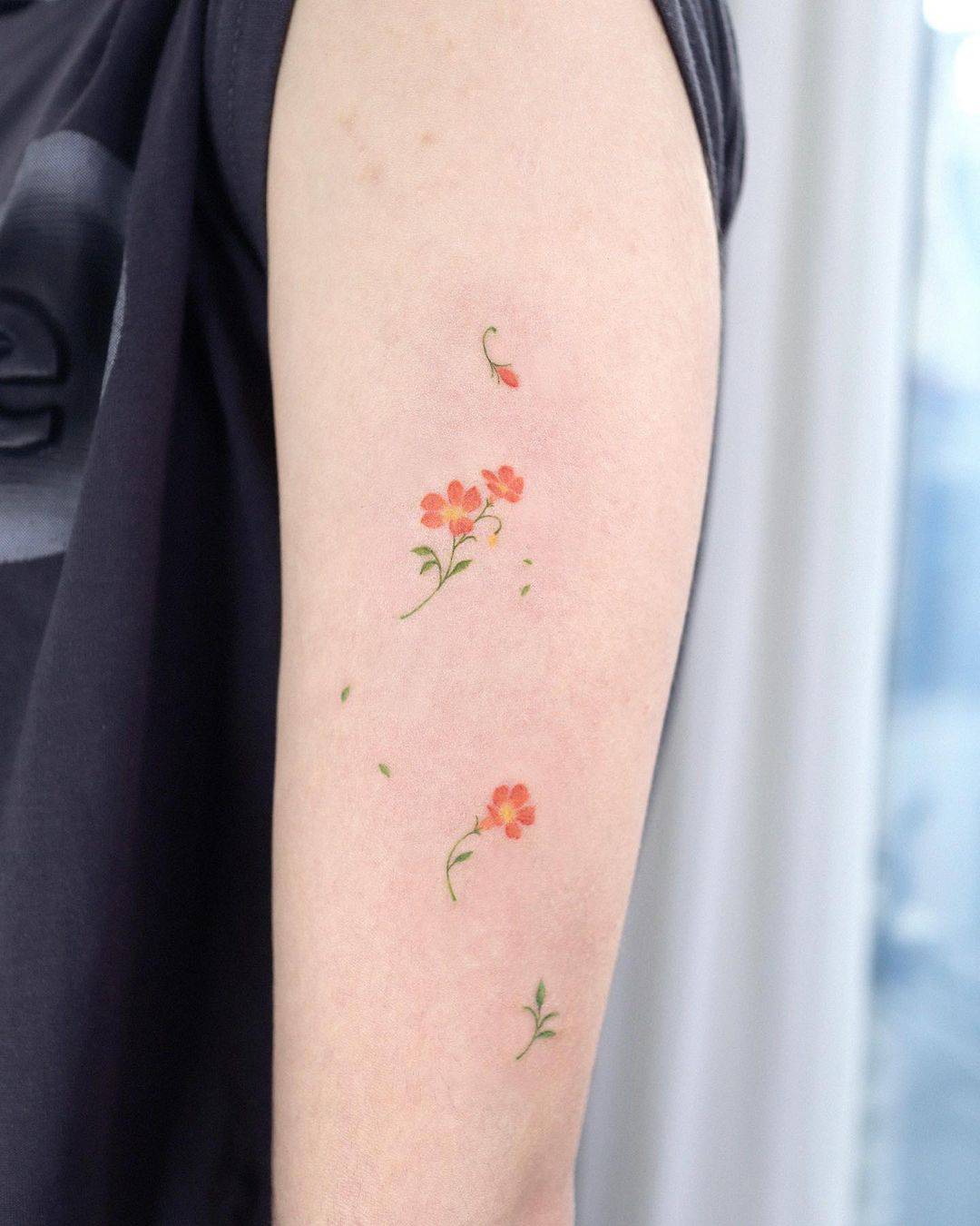 Cute flower tattoo by aol.tattoo