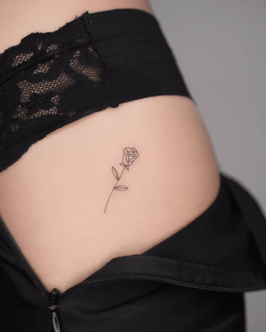 Fineline rose tattoo by vivianatattoo