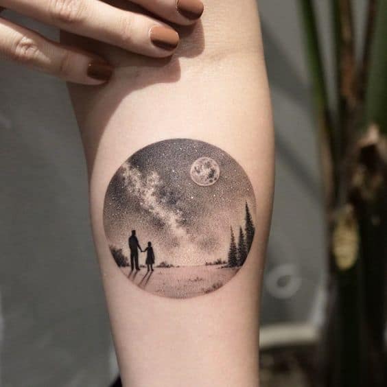 Moon and cloud tattoo 3