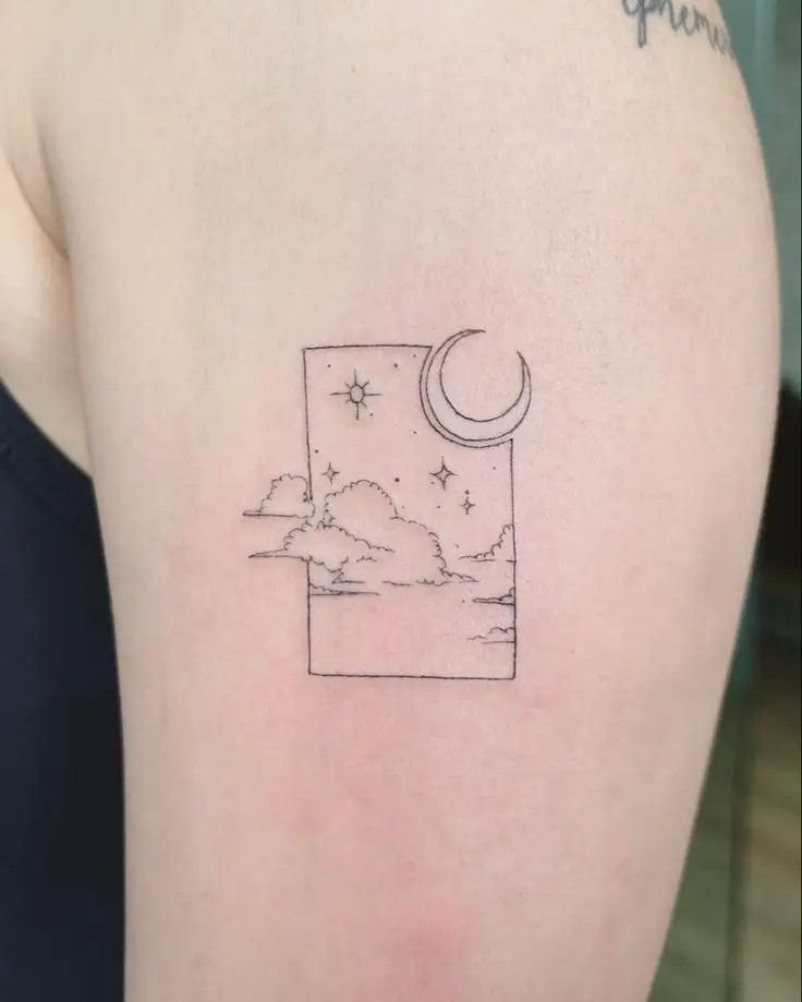 Moon and cloud tattoo 4