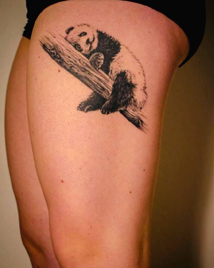 Panda with bamboo tattoo by gs tattoo jablonec