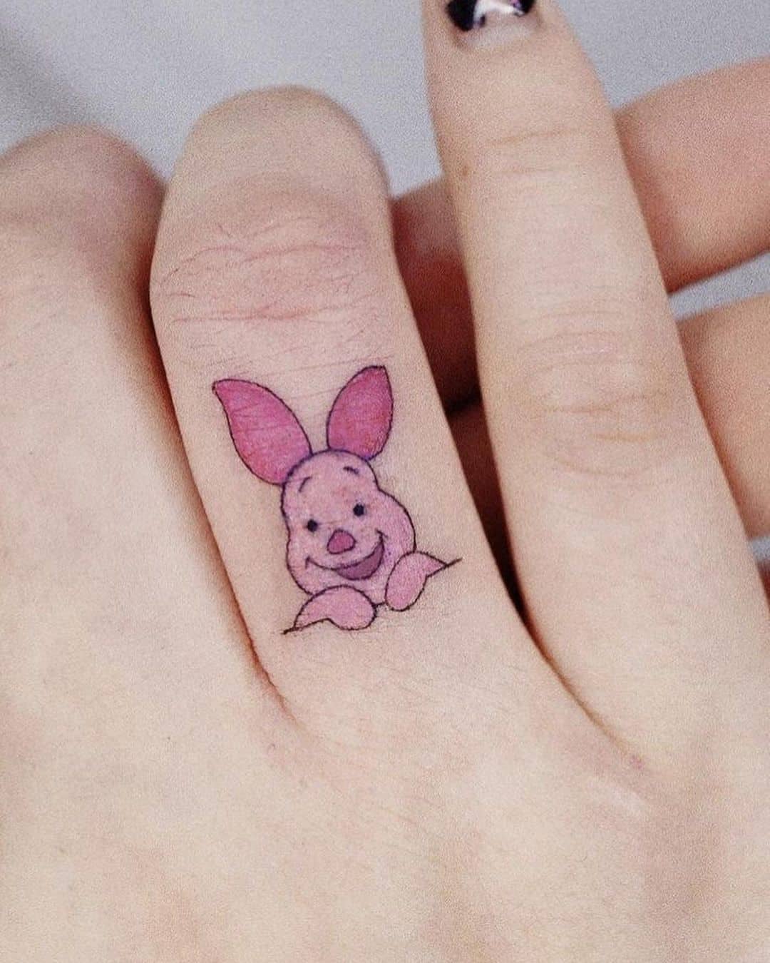 Pig on finger tattoo design by tattooraccoon