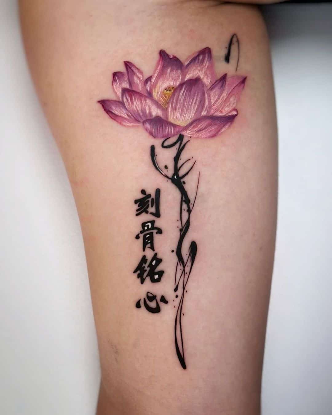 Pink lotus tattoo by natchowtattoos