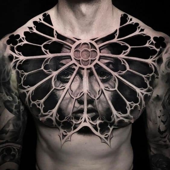 Realistic chest tattoo 1