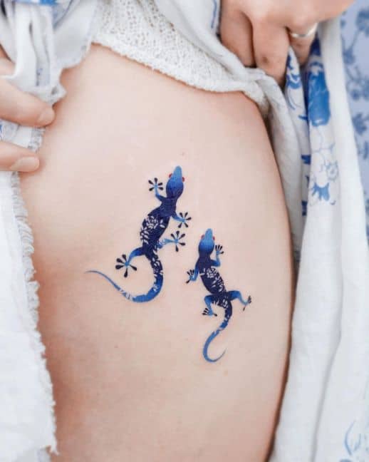 Realistic gecko tattoo 1