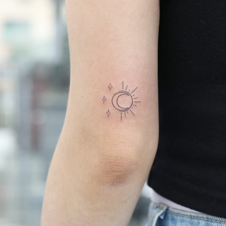 Sun and moon tattoo design by wittybutton tattoo