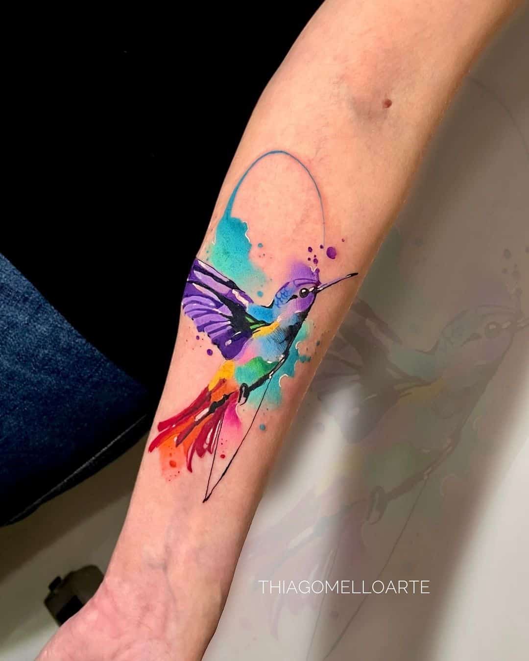 Watercolor bird tattoo by thiagomelloarte