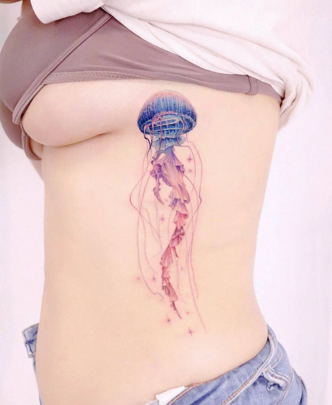 Jellyfish Tattoo in color 🌈💕🤍#tattoo #tattooartist #dfw #dallas #je... |  TikTok