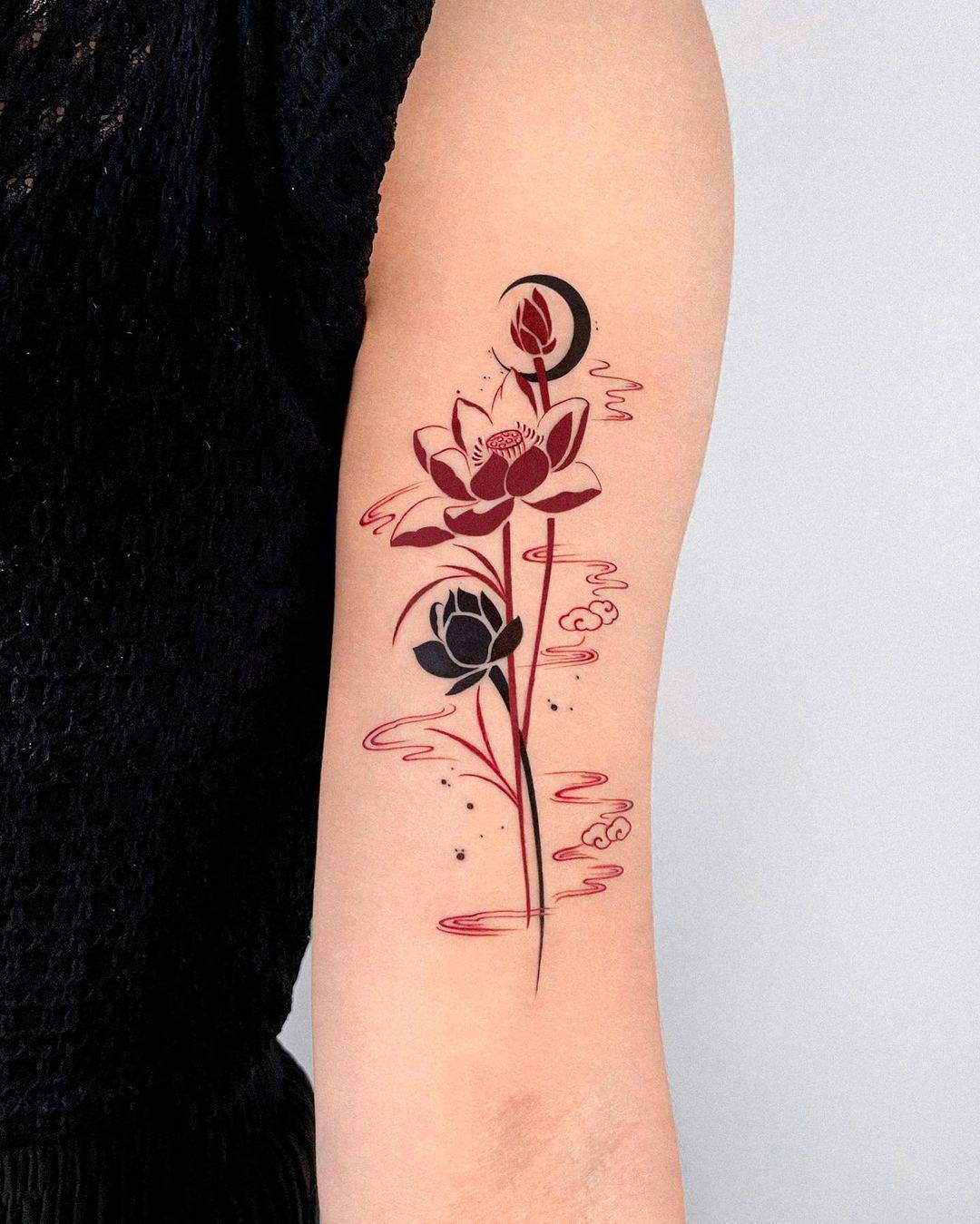 Watercolor lotus tattoo by offtattooer