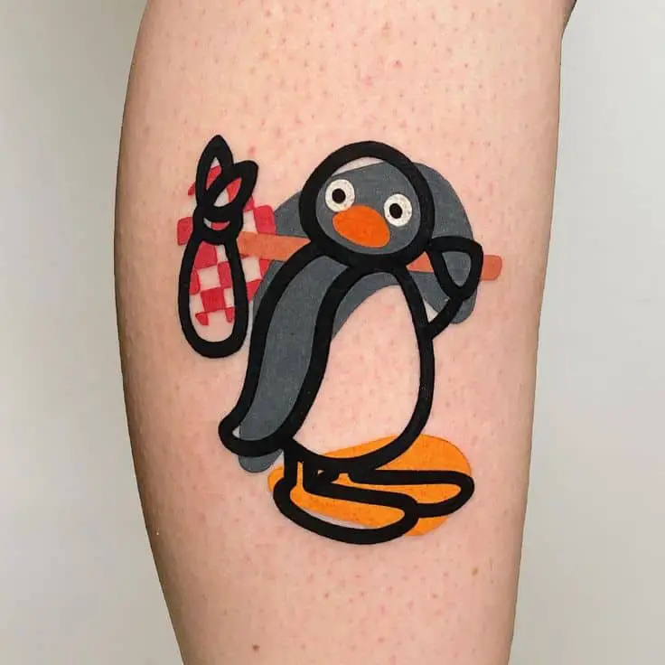 Watercolor penguin tattoo 2